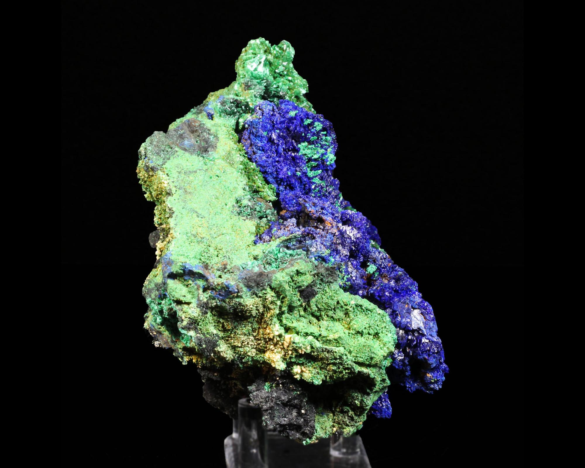 Azurite on Malachite