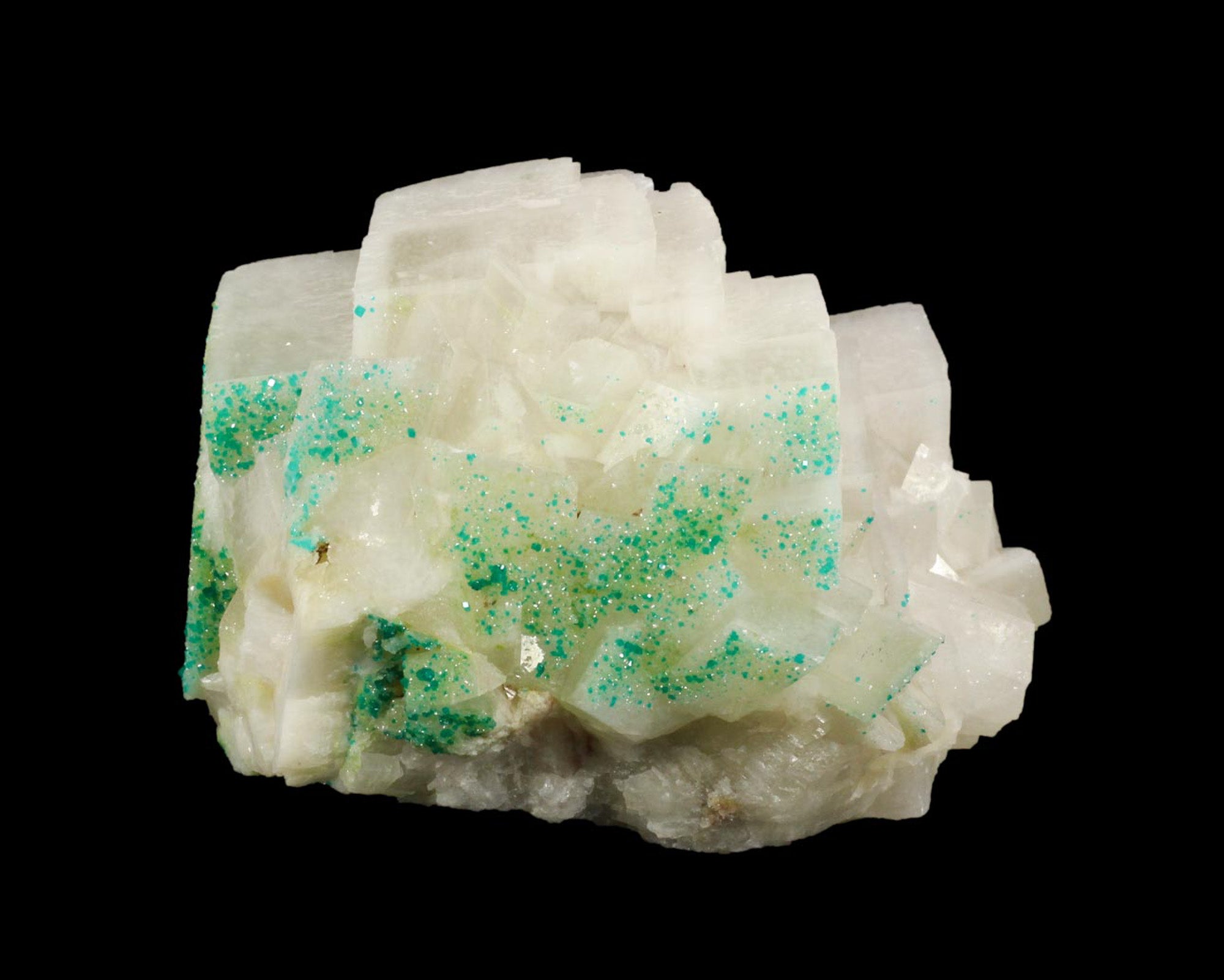 Dioptase on Calcite