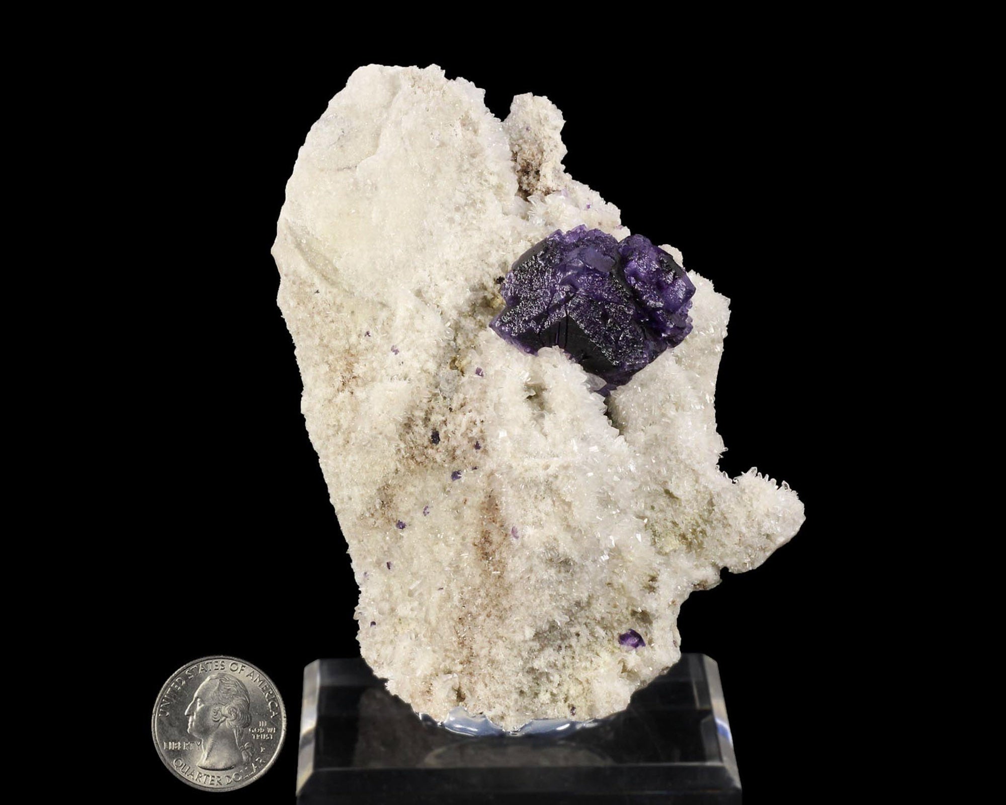 Fluorite, Purple on Quartz
