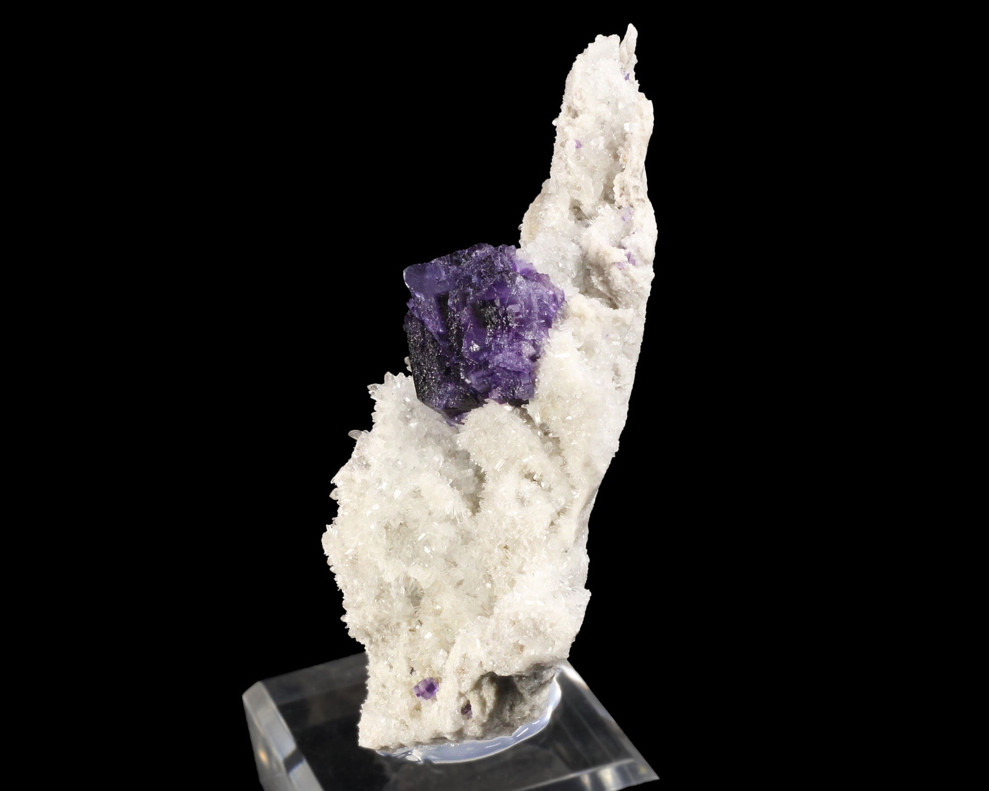 Fluorite, Purple on Quartz