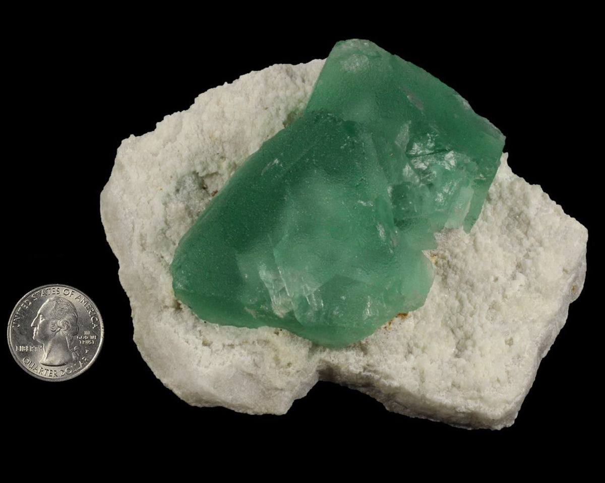 Fluorite, Green on Quartz