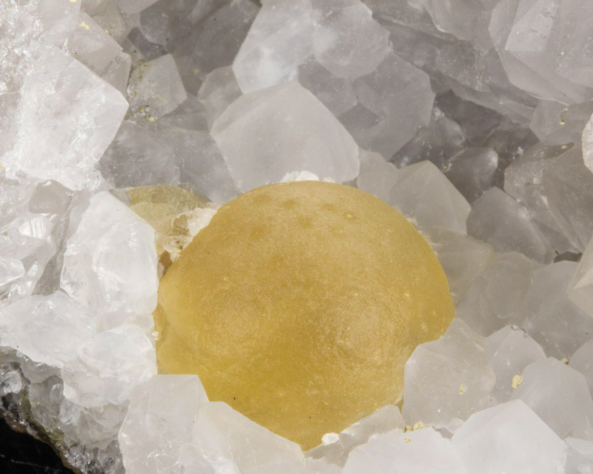 Fluorite, Yellow Hemisphere on Quartz