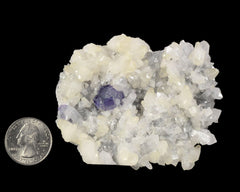 Fluorite on Calcite and Quartz