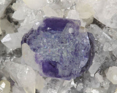 Fluorite on Calcite and Quartz