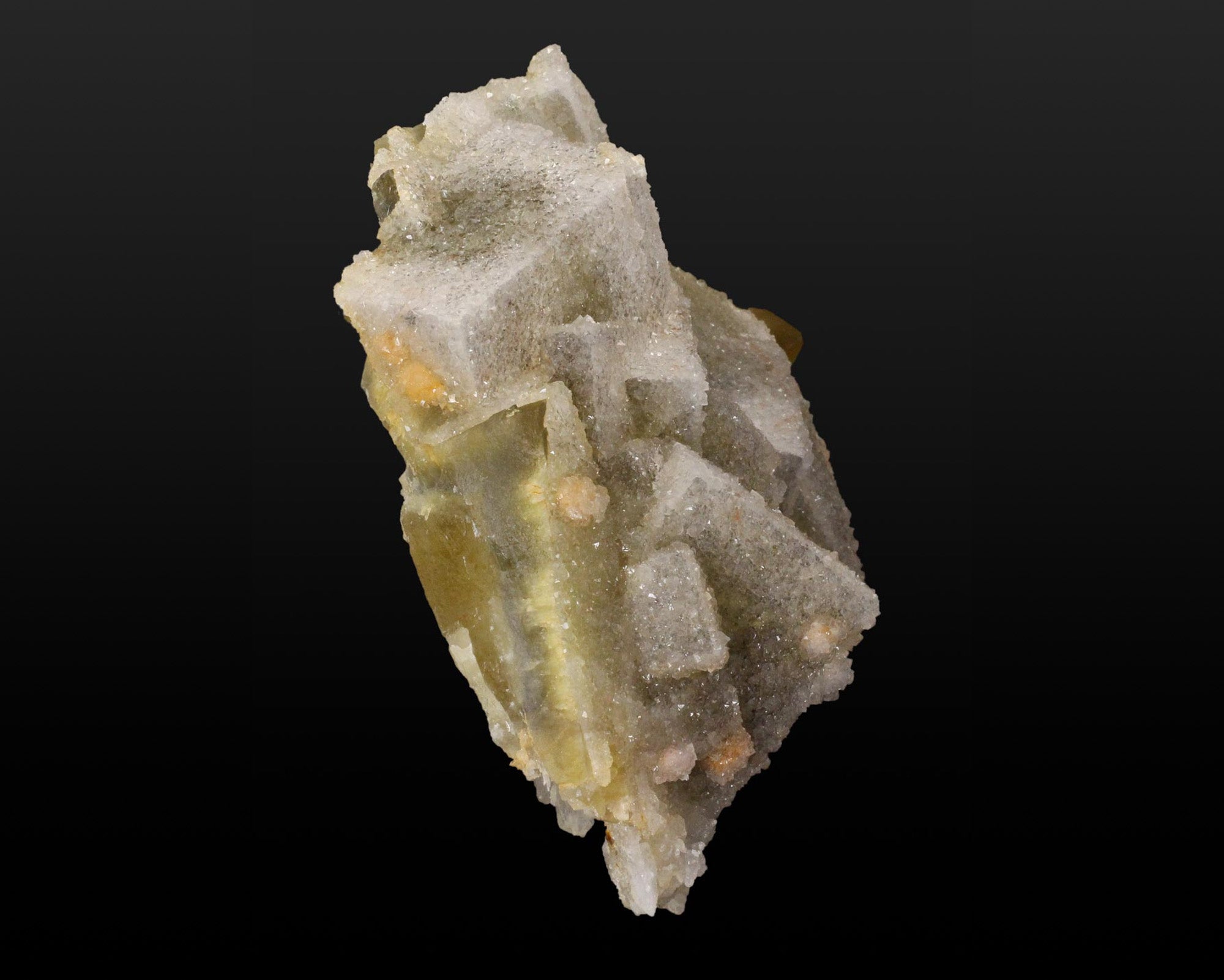 Fluorite, Yellow with Quartz Druse