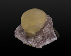 Fluorite, Yellow Sphere on Amethyst