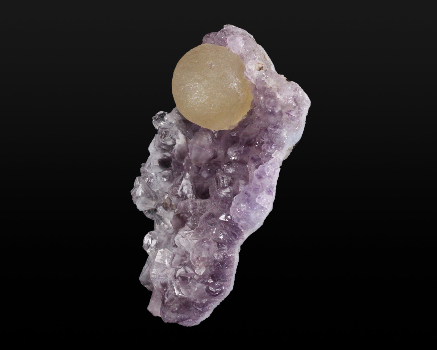 Fluorite (Yellow Sphere) on Amethyst