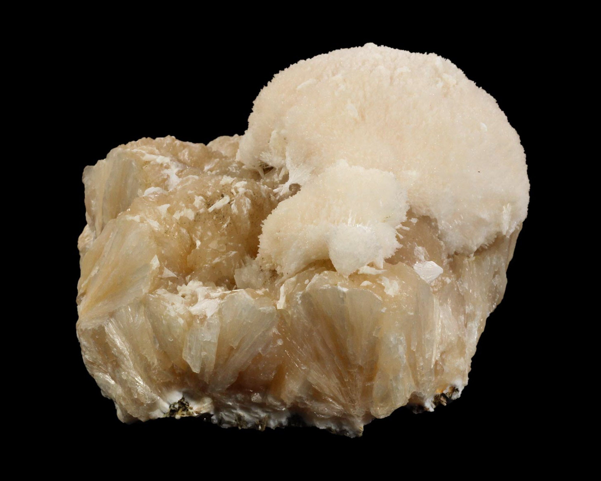 Mesolite Hemispheres on Stilbite