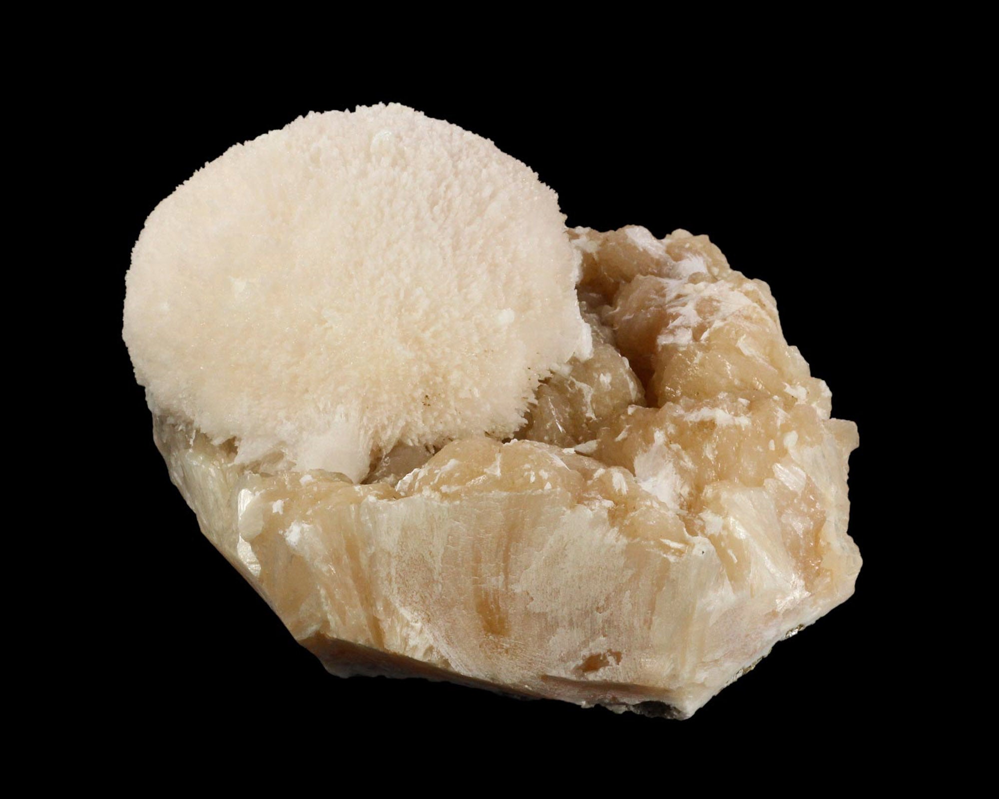 Mesolite Hemispheres on Stilbite