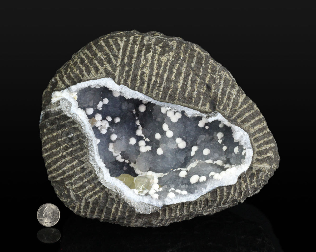 Chalcedony Geode with Okenite and Calcite