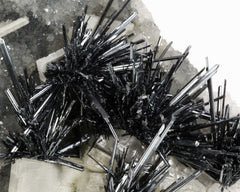 Stibnite on Quartz with Calcite